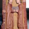 7. Ruthwell Cross (west face) third panel of shaft:the desert fathers St Paul and St Anthony break bread in the desert.